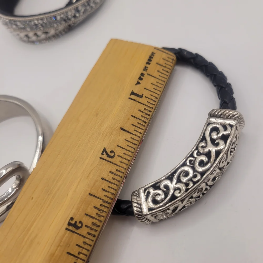 Silver and Black Bracelet Set